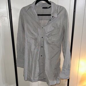 New York & Company Monochrome Plaid Long Sleeve Dress